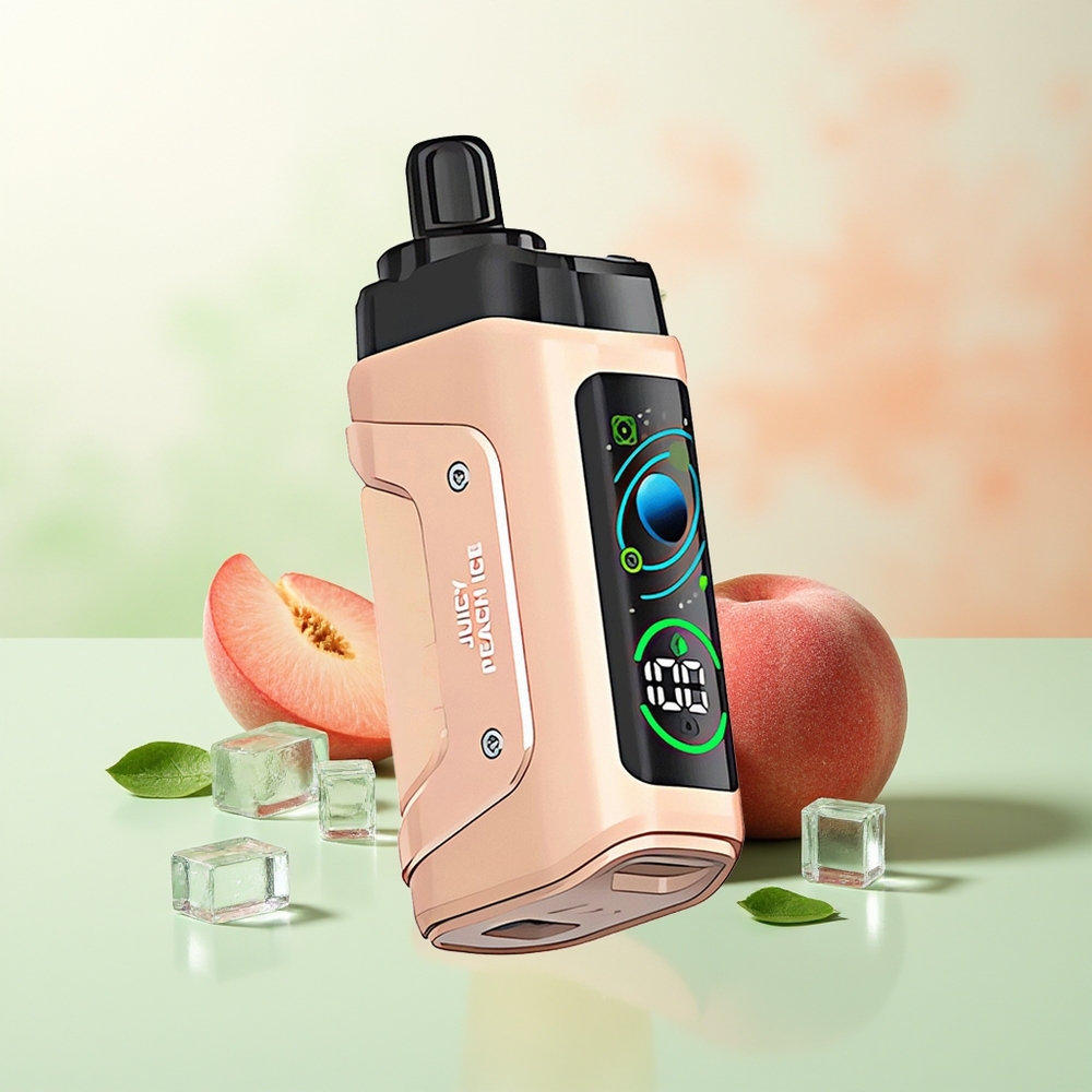 Razz Bar 45000 Züge Saftiger Pfirsich Eis 1.0 Ohm Mesh Coil Typ-C Aufladbar 650 mAh