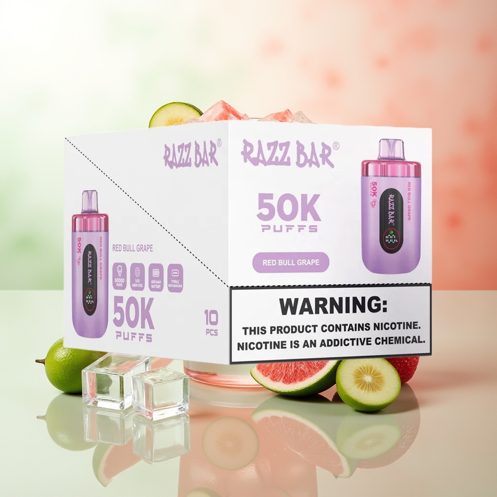 Razz Bar 50K Puffs 1.0 Ohm Mesh Red Bull Traube