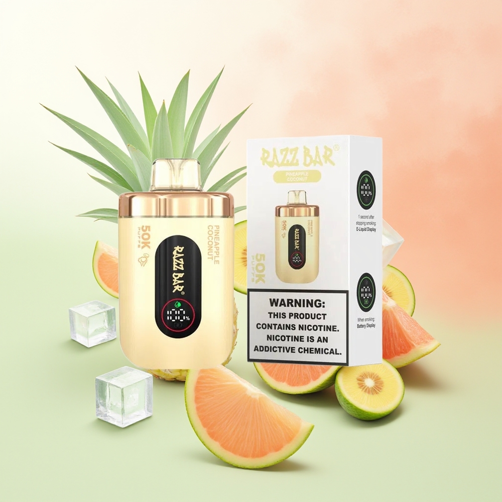 Razz Bar 50K Puffs Wegwerf-Vape Ananas Kokos Typ-C Wiederaufladbar 2% Nikotin
