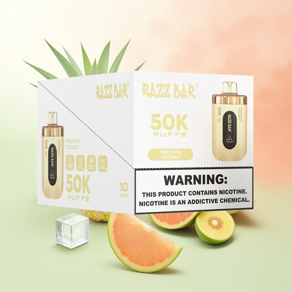Razz Bar 50K Puffs Wegwerf-Vape Ananas Kokos Typ-C Wiederaufladbar 2% Nikotin
