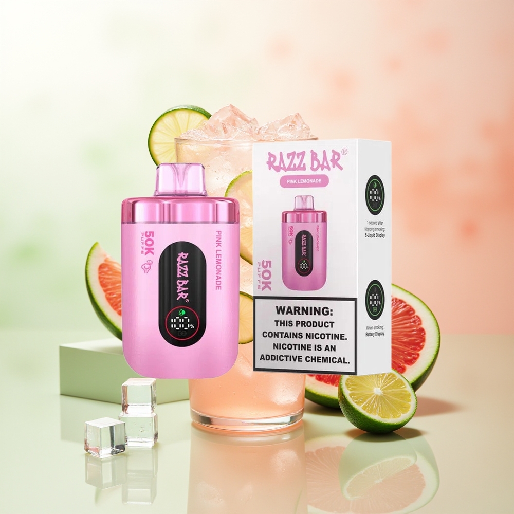 Razz Bar 50K Züge Wegwerf-Vape Rosa Limonade Typ-C Wiederaufladbar 2% Nikotin