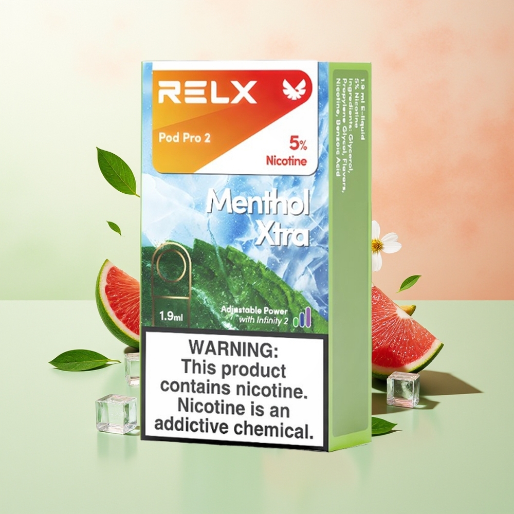 RELX Pod Pro 2 600 Züge 1.9ml Menthol Xtra 3 Modi Eco Smooth Boost 2/3 Pods/Pack