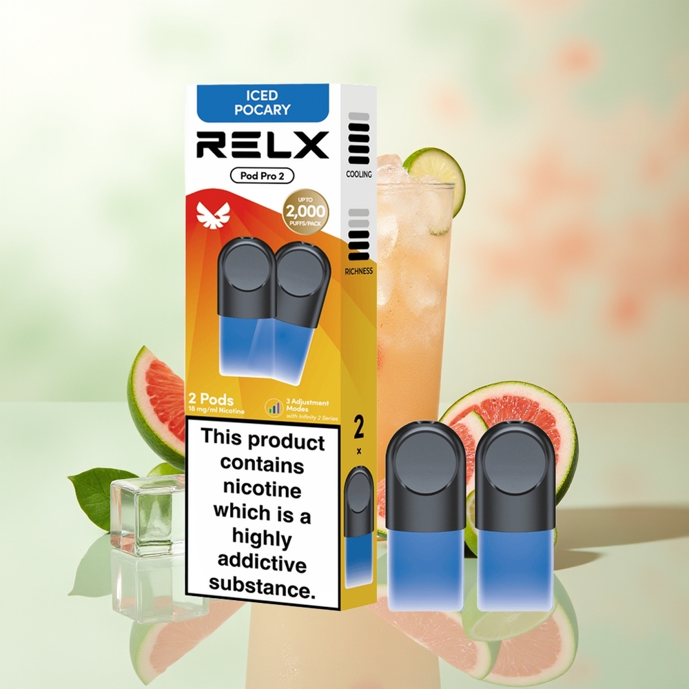 RELX Pod Pro 2 600-Züge Getränk-Eis Pocary 1.9ml 3-Stufen-Spannung