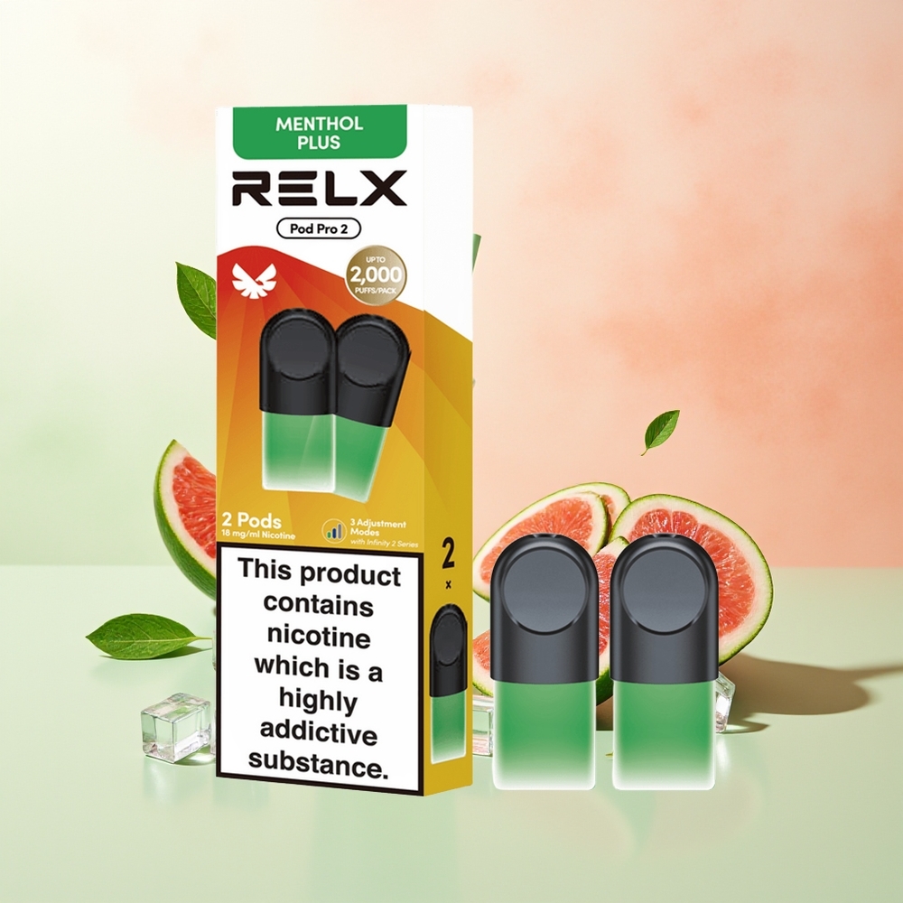 RELX Pod Pro 2 600 Züge Minze-Menthol Plus 1.9ml 3-Stufen Spannung
